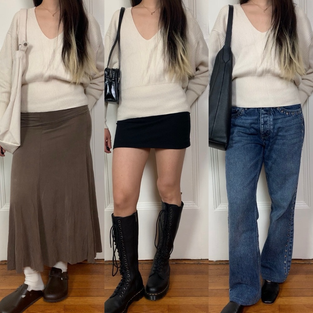 Free people v neck ribbed sweater